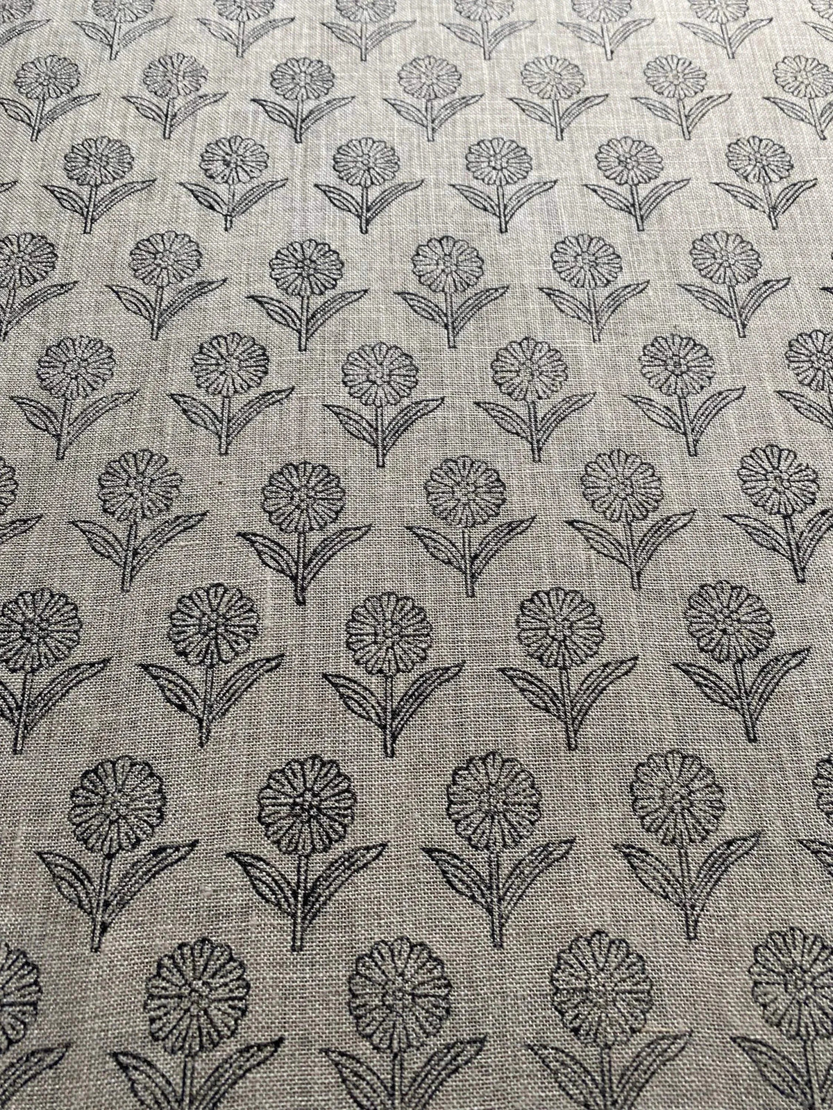 Derek Floral Block Print linen Fabric