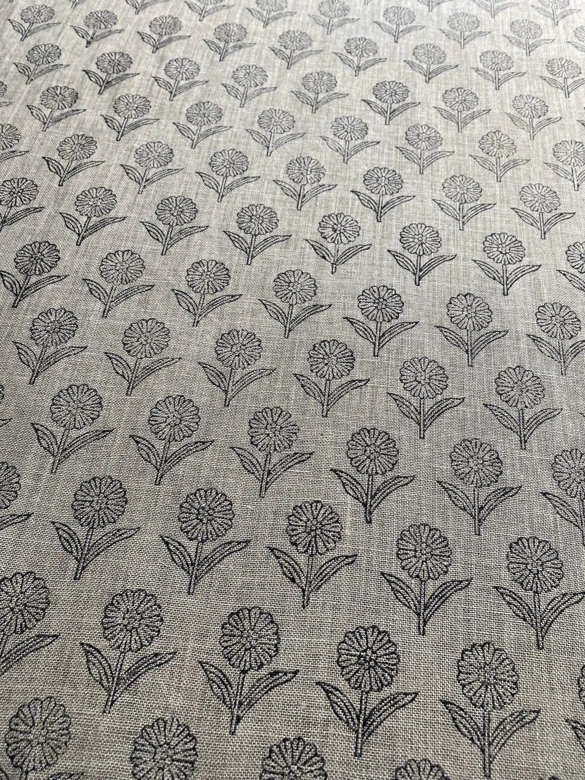 Derek Floral Block Print linen Fabric