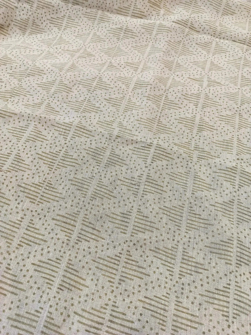Zig-Zag Hand Block Print Linen Fabric