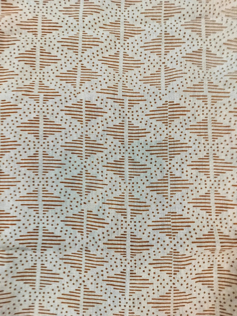 Zig-Zag Hand Block Print Linen Fabric