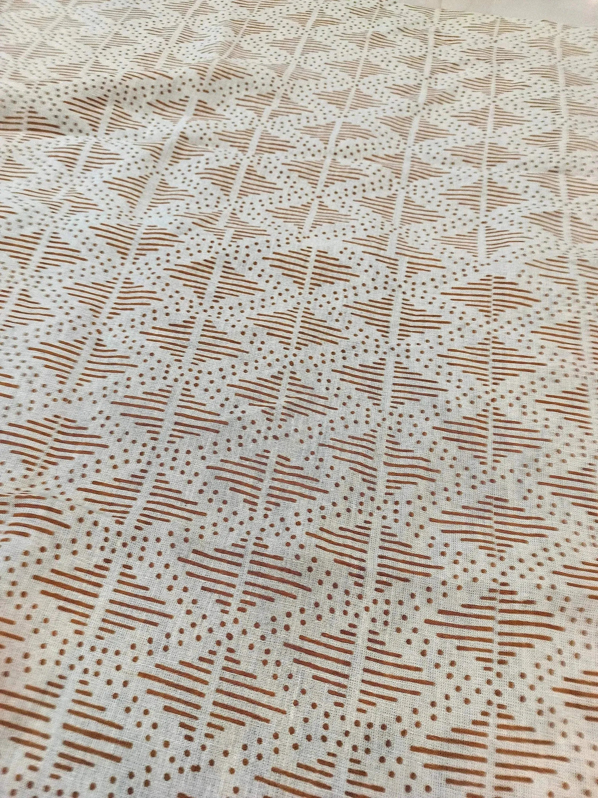 Zig-Zag Hand Block Print Linen Fabric