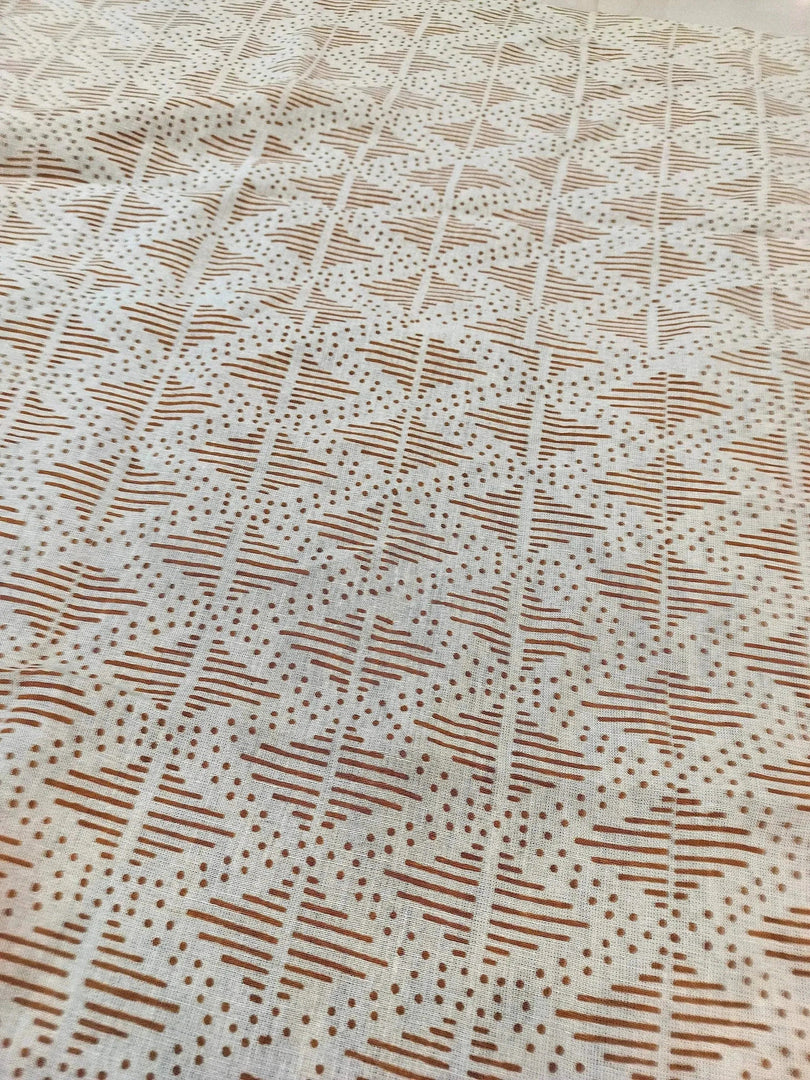 Zig-Zag Hand Block Print Linen Fabric