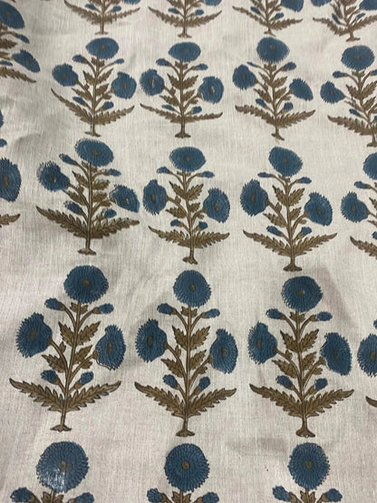 Taffette Block Print Handloom Linen Fabric