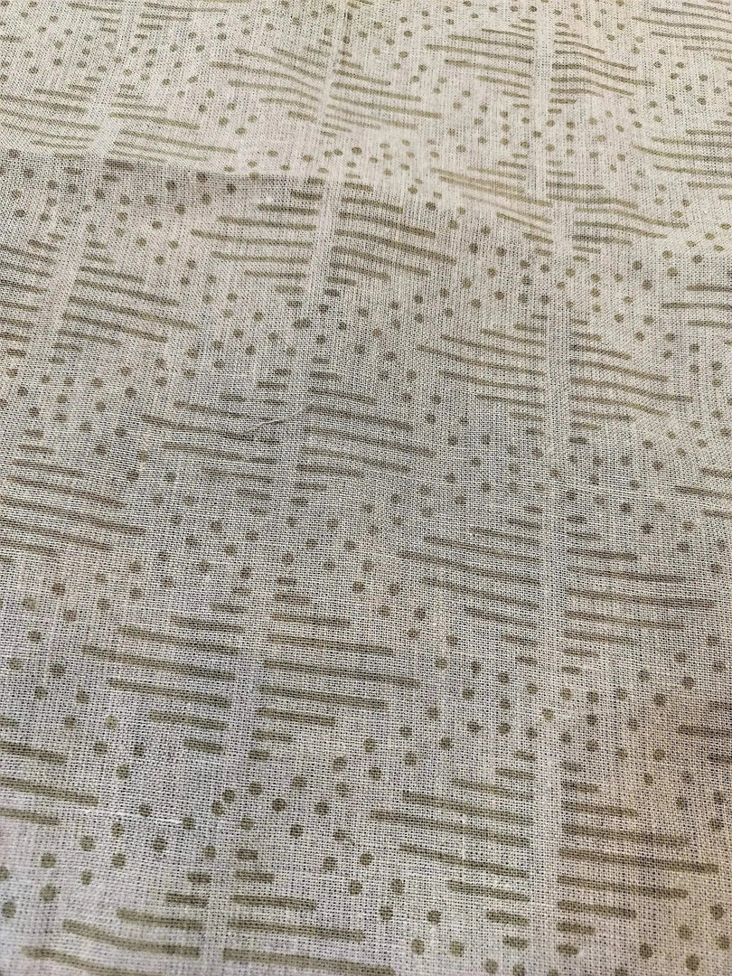 Zig-Zag Hand Block Print Linen Fabric