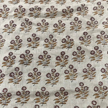 Thyny Flora Hand Block Print Linen Fabric