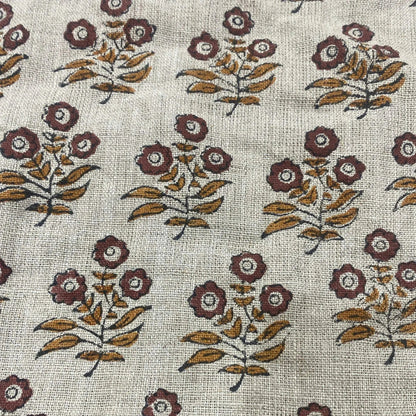 Thyny Flora Hand Block Print Linen Fabric
