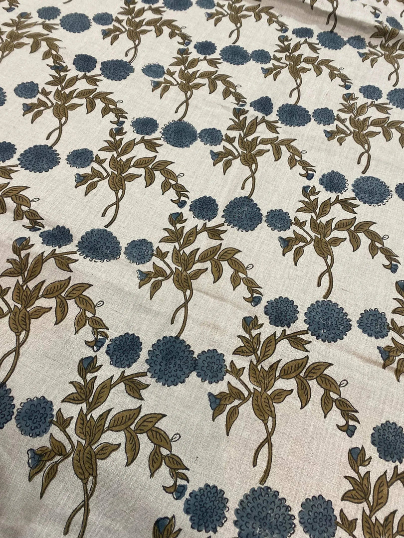 Quelora Block Print Handloom Linen Fabric