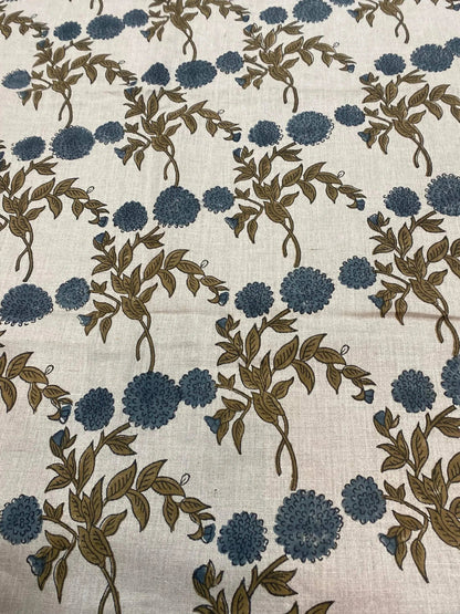Quelora Block Print Handloom Linen Fabric