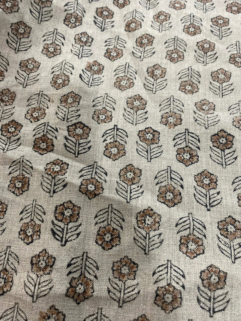 Zoey Block Print Handloom Linen Fabricic