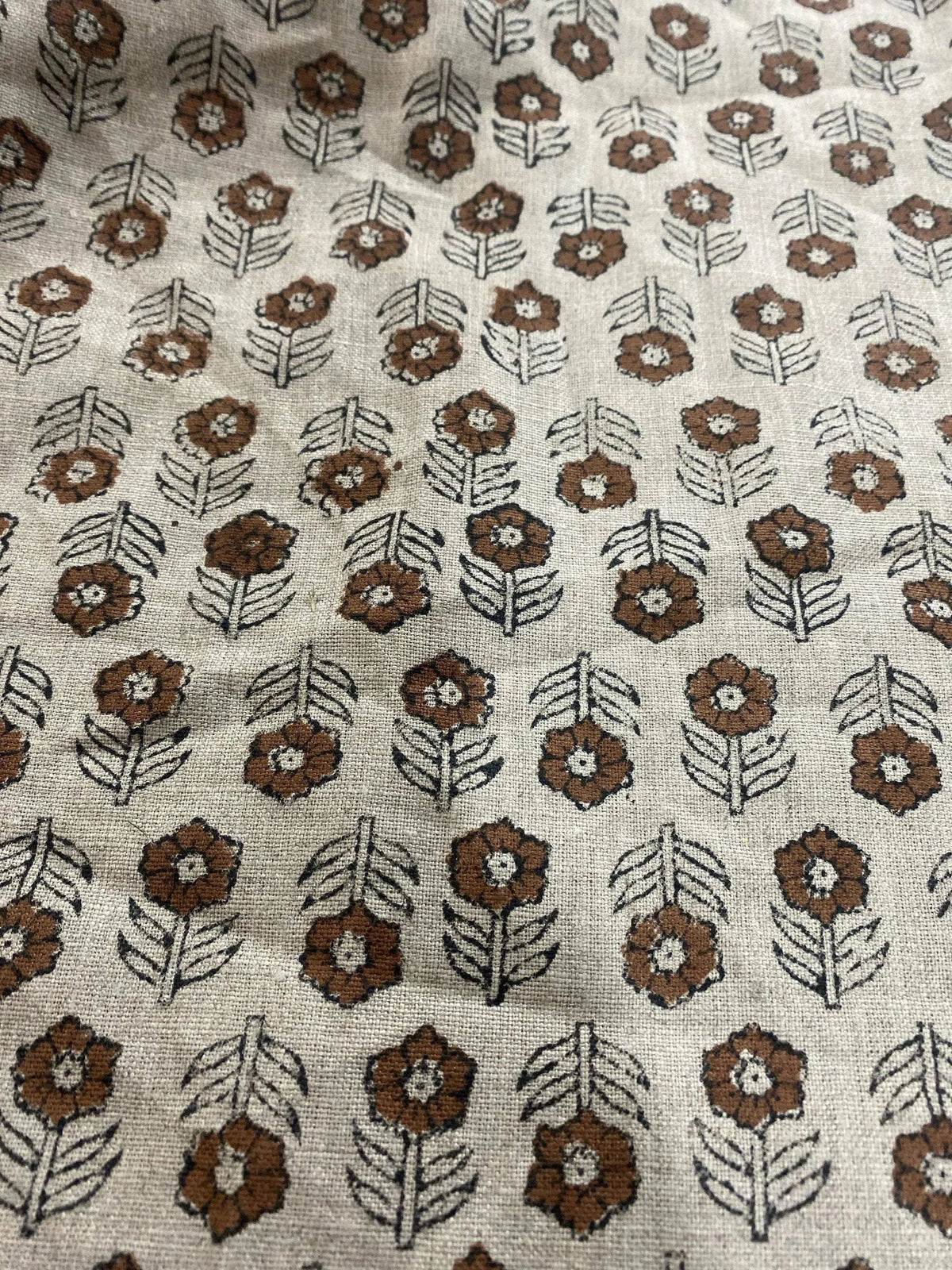 Neva Block Print Handloom Linen Fabric