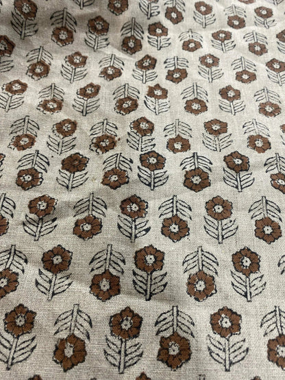 Neva Block Print Handloom Linen Fabric