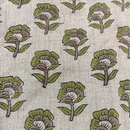 Andrea Floral Block Print  Linen Fabric
