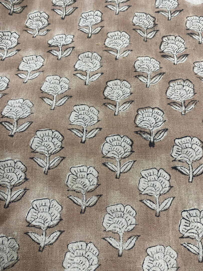 Halven Block Print Handloom Linen Fabric