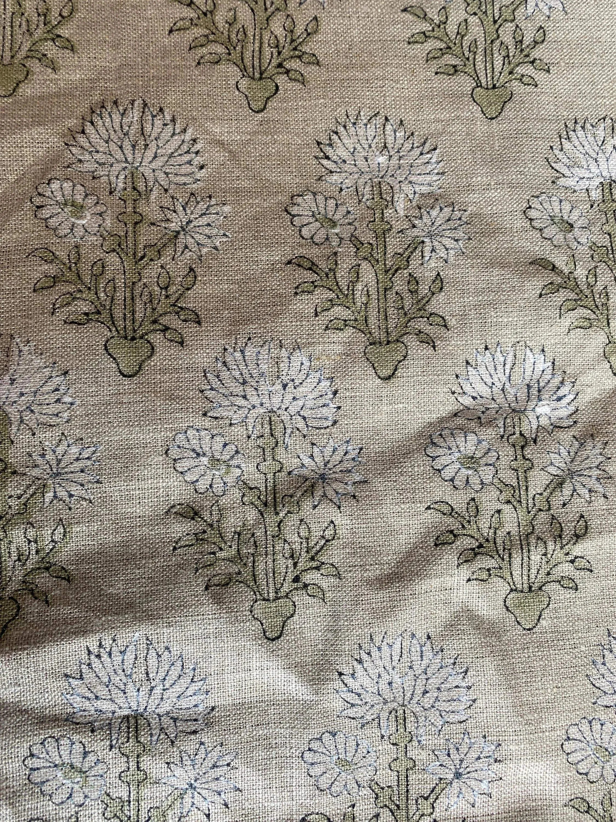 Pryla Block Print Handloom Linen Fabric