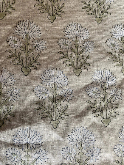 Pryla Block Print Handloom Linen Fabric