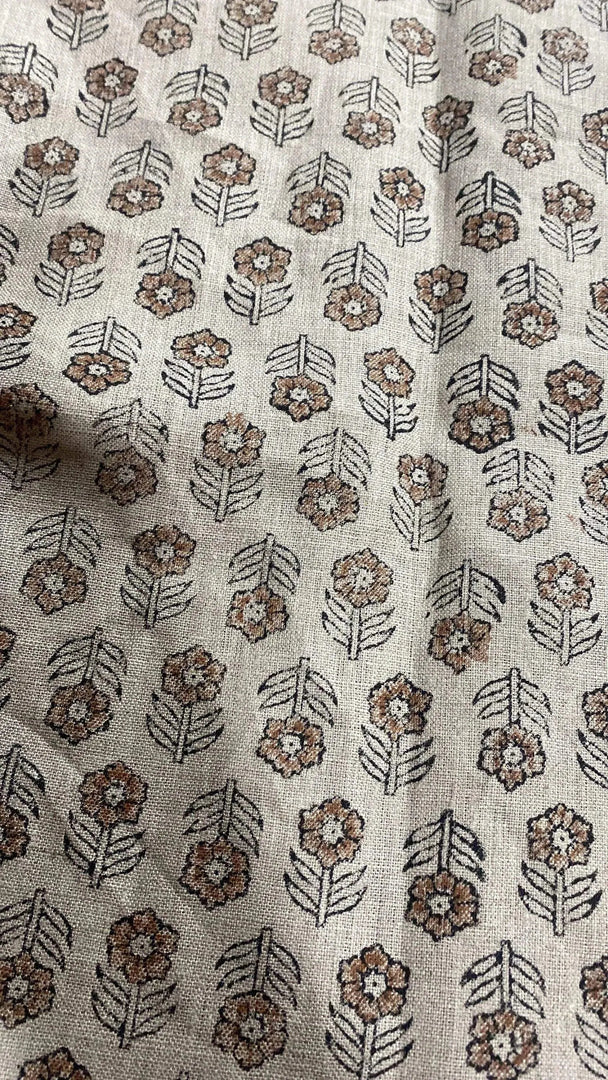 Zoey Block Print Handloom Linen Fabricic