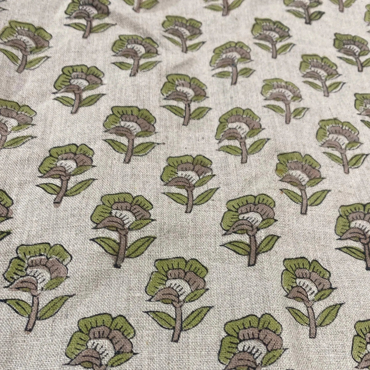 Andrea Floral Block Print  Linen Fabric