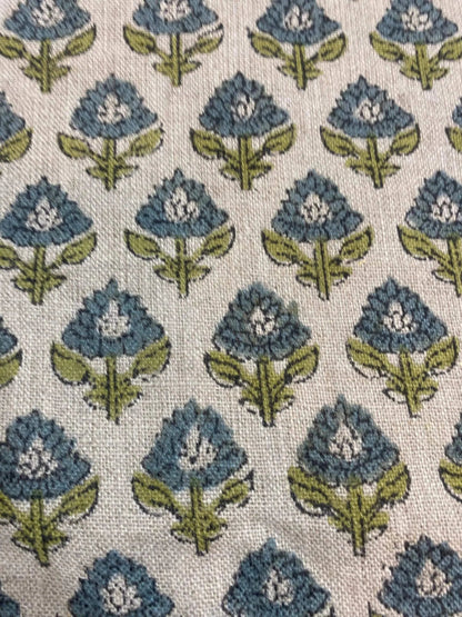 Brooke Hand Block Printe Linen Fabric