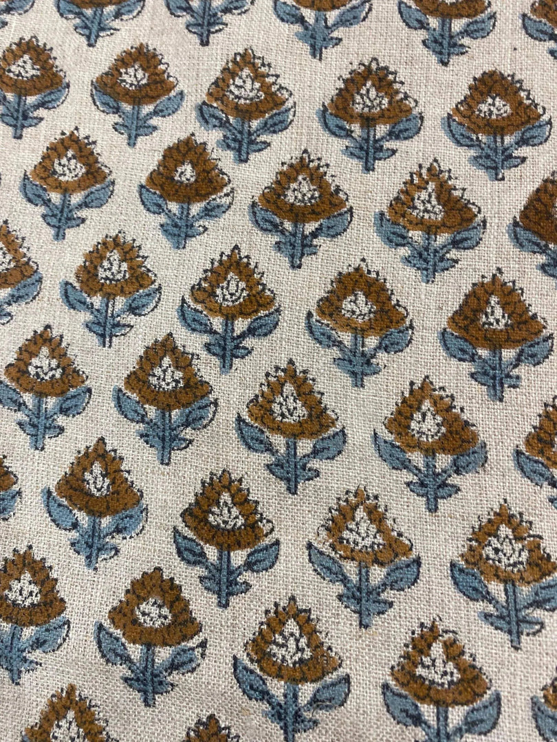 Rivelle Block Print Handloom Linen Fabric