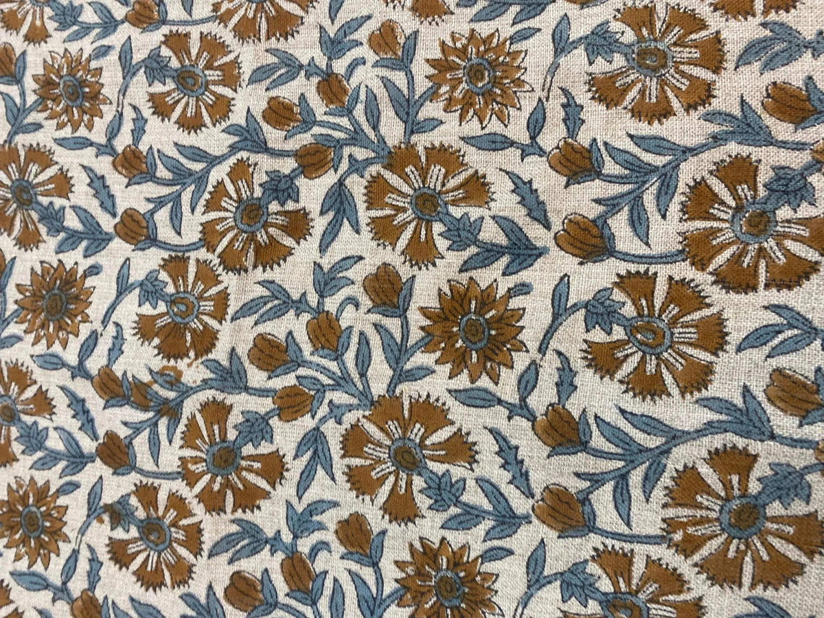 Yllora Block Print Handloom Linen Fabric