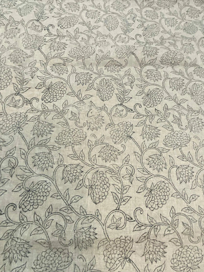 Linen fabric, Fabric by yard, Hand printed fabric, Block Print Fabric, Indian Fabric