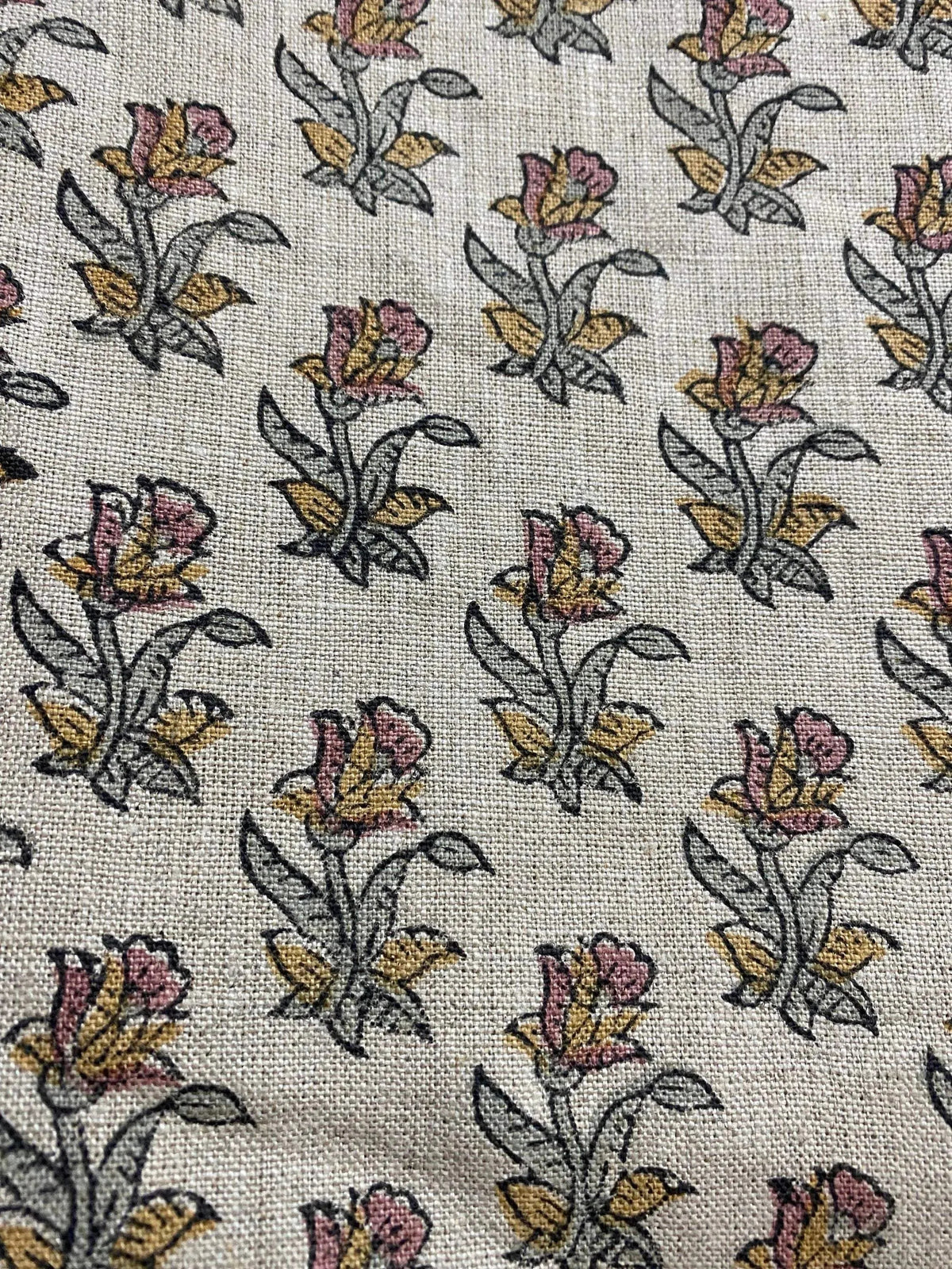 Caerlin Block Print Handloom Linen Fabric