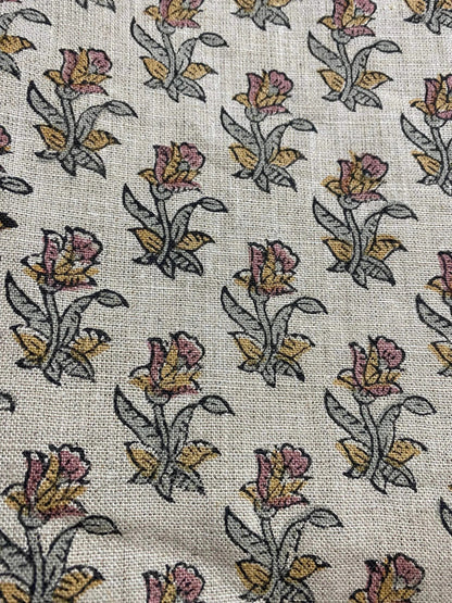 Caerlin Block Print Handloom Linen Fabric