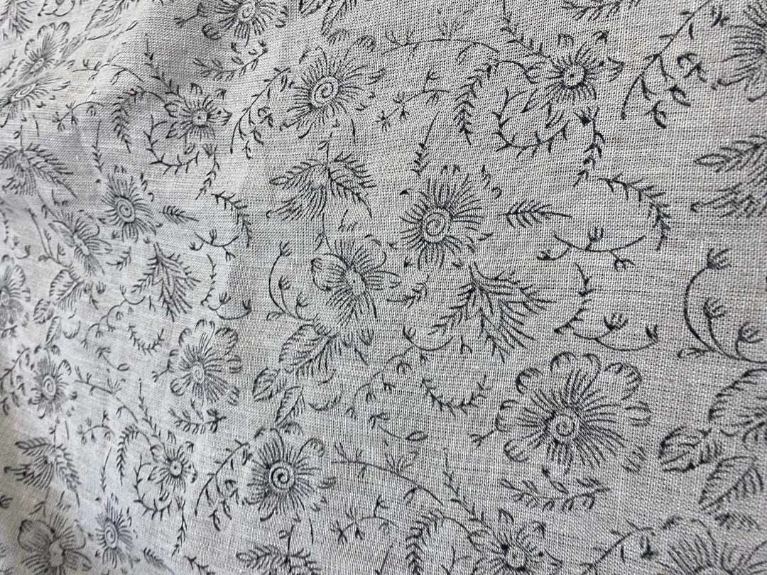 Evlira Block Print Handloom Linen Fabric