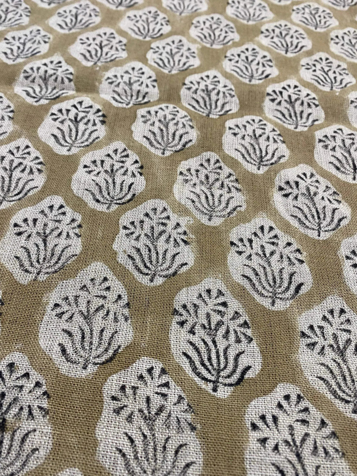 Irenia Block Print Handloom Linen Fabric