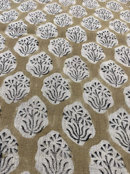 Irenia Block Print Handloom Linen Fabric