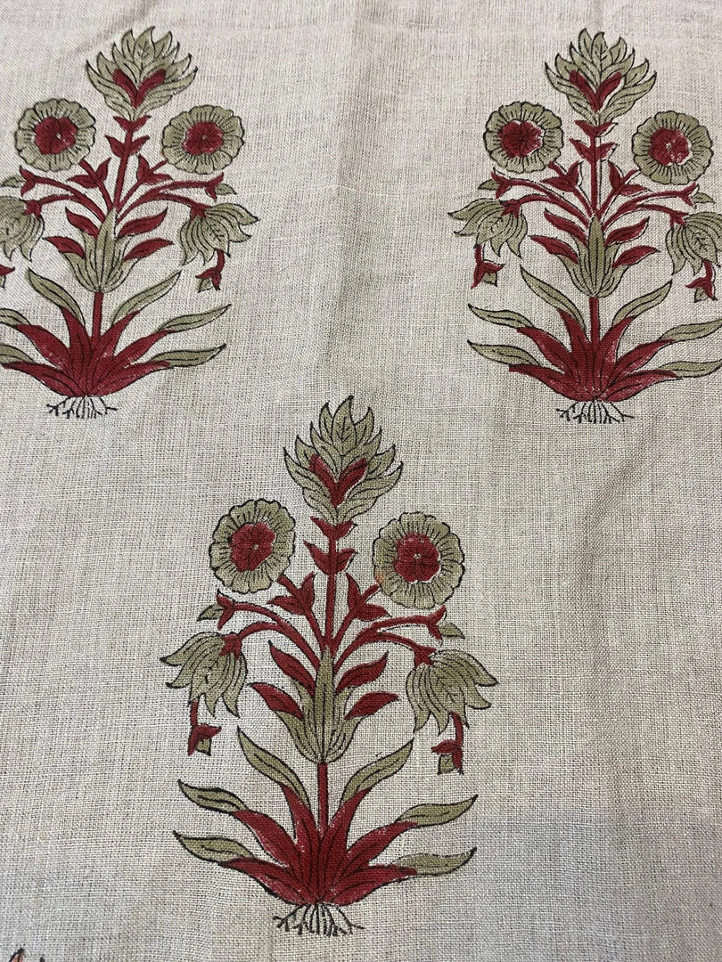 Xelara Block Print Handloom Linen Fabric