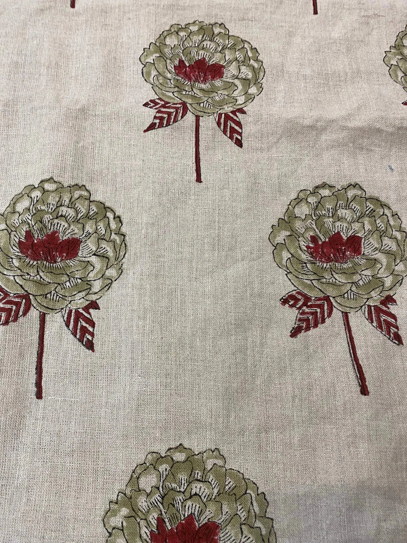 Verith Block Print Handloom Linen Fabric
