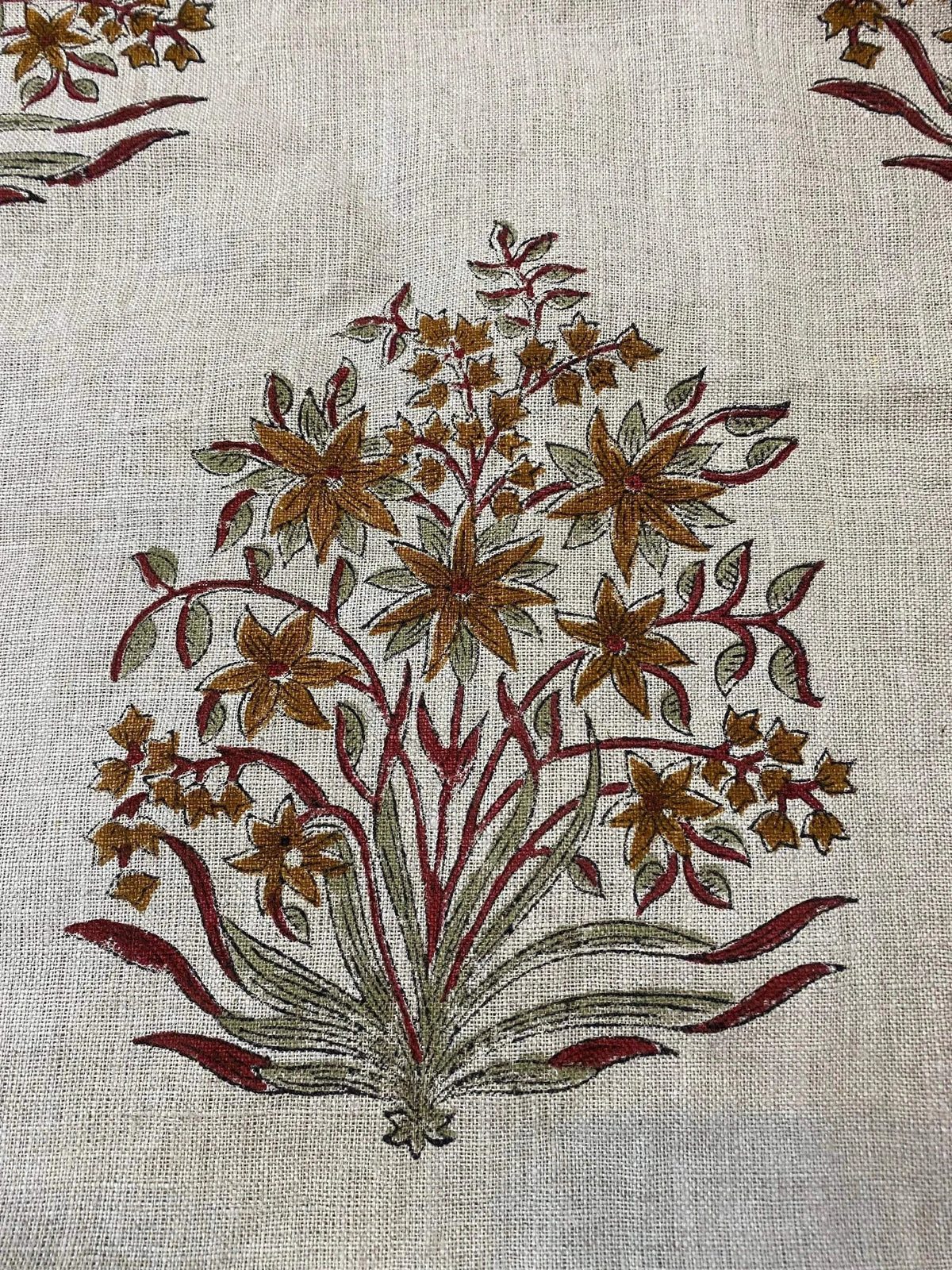 Rhea Hand Block Printed Linen Fabric