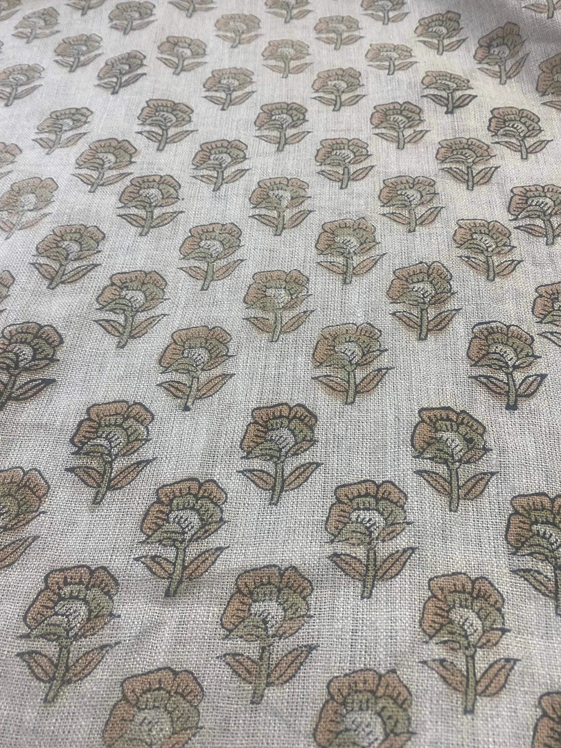 Onwynn Block Print Handloom Linen Fabric