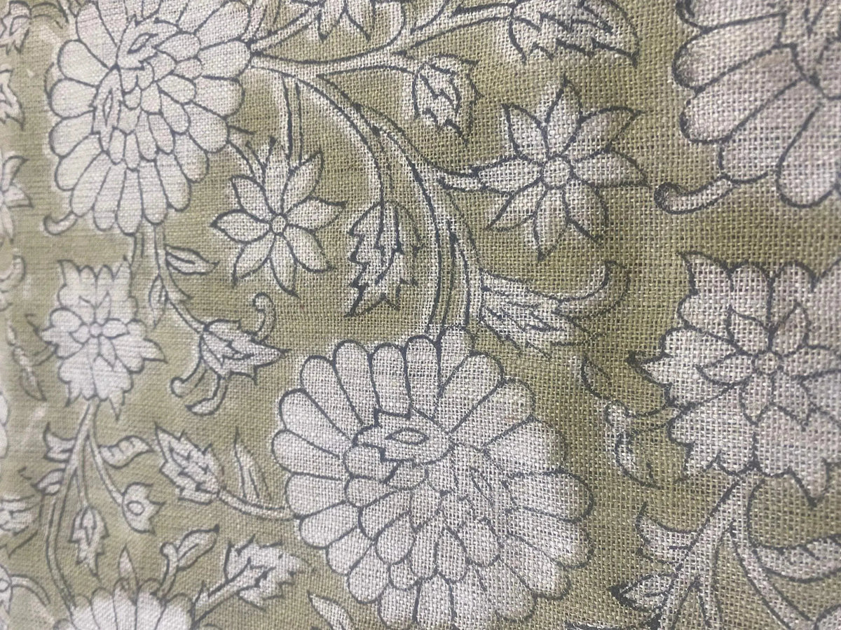 Alexis Floral Linen Block Print Fabric