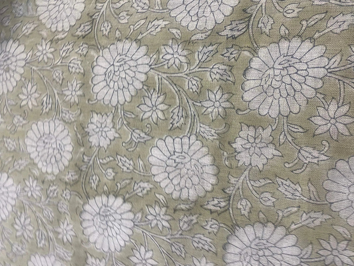 holly Block Print Handloom Linen Fabric