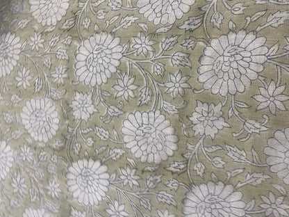 holly Block Print Handloom Linen Fabric