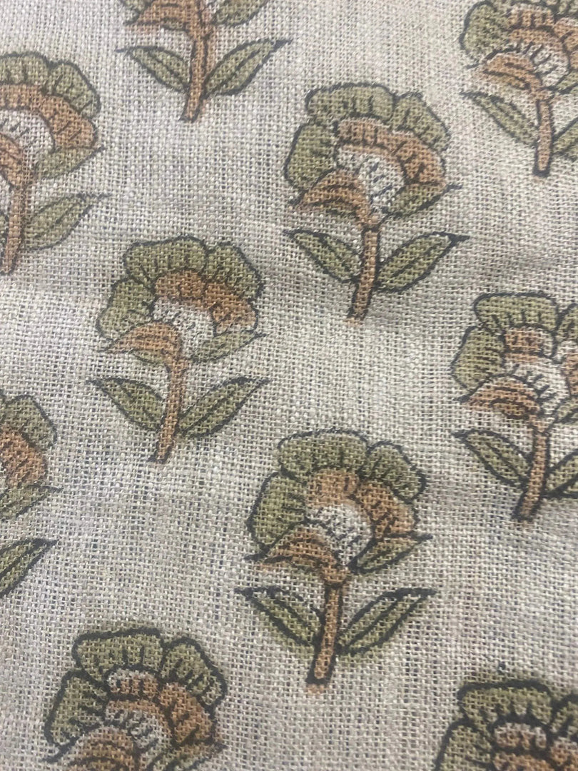 Morwen Block Print Handloom Linen Fabric