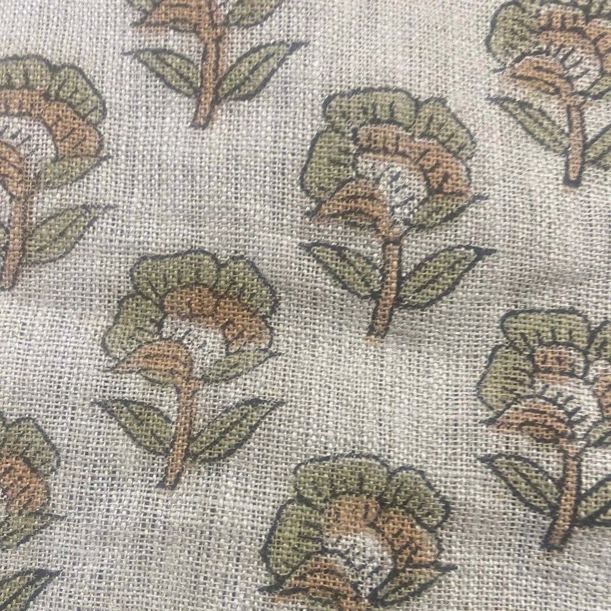 Andrea Floral Block Print  Linen Fabric