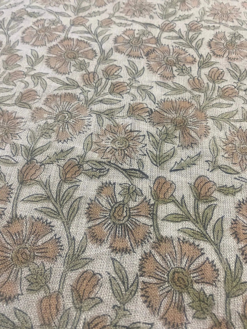 Loriel Block Print Handloom Linen Fabric