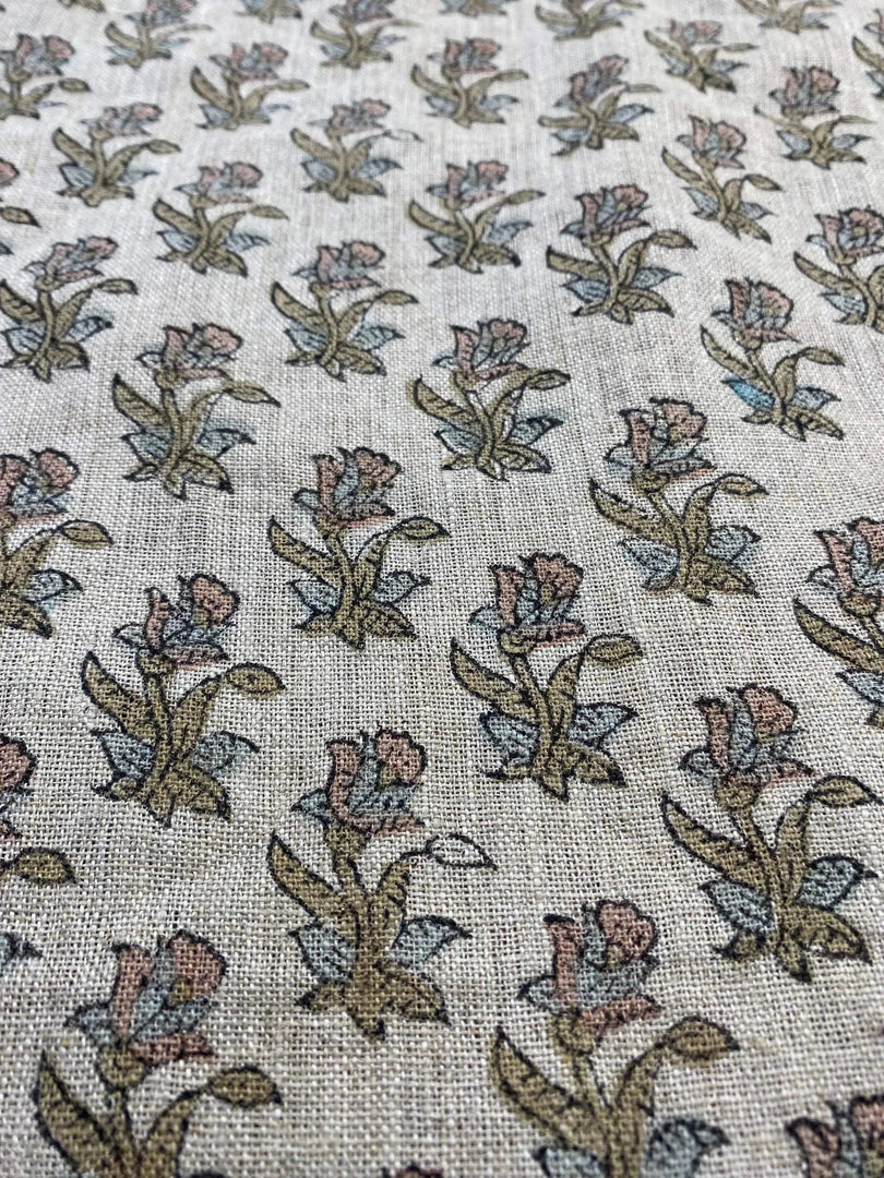 Jaswynn Block Print Handloom Linen Fabric