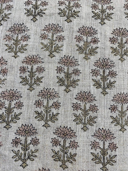 Linen fabric, Fabric by yard, Hand printed fabric, Block Print Fabric, Indian Fabric