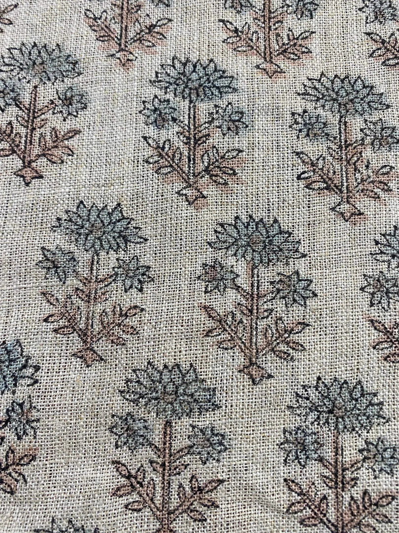 Nettin Block Print Handloom Linen Fabric
