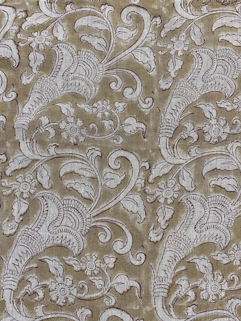 Fiora Block Print Handloom Linen Fabric