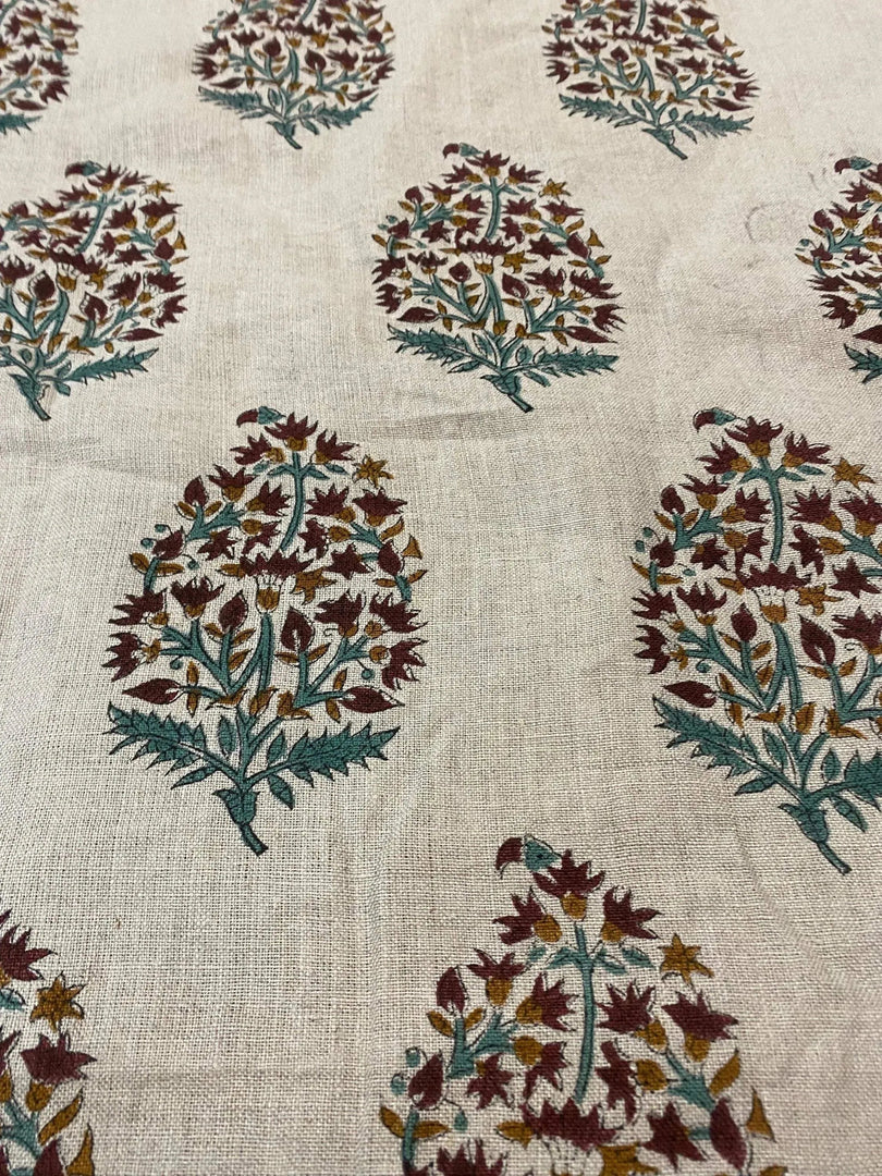 Sirelle Block Print Handloom Linen Fabric