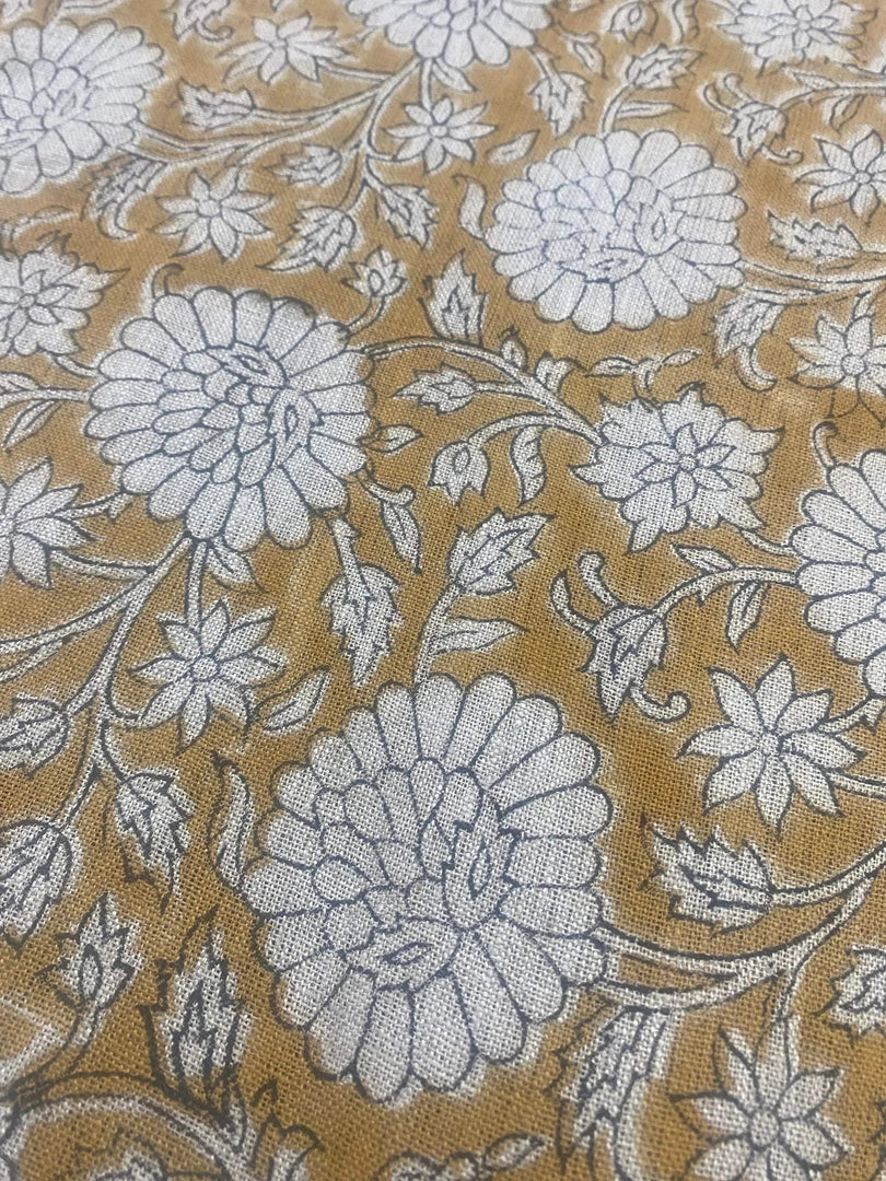 Quenil Block Print Handloom Linen Fabric