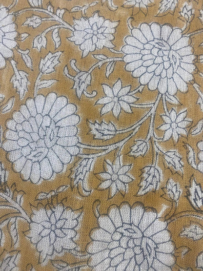 Quenil Block Print Handloom Linen Fabric