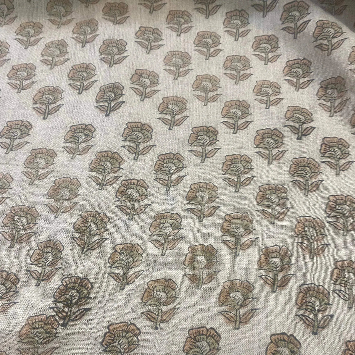 Andrea Floral Block Print  Linen Fabric