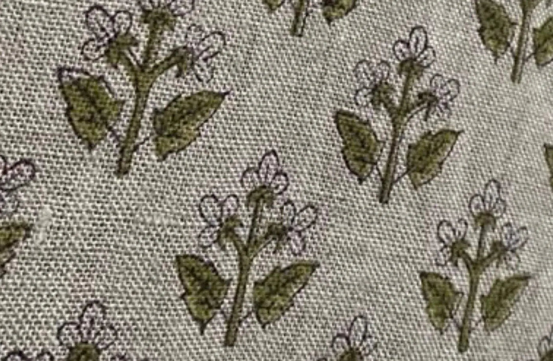 Threadra Block Print Handloom Linen Fabric