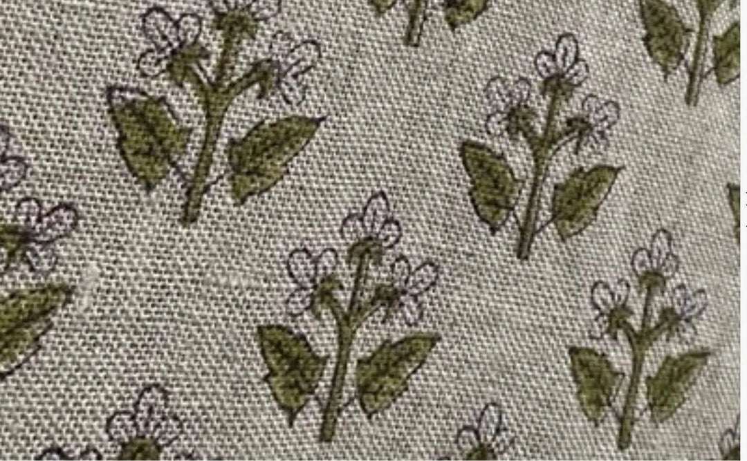 Threadra Block Print Handloom Linen Fabric